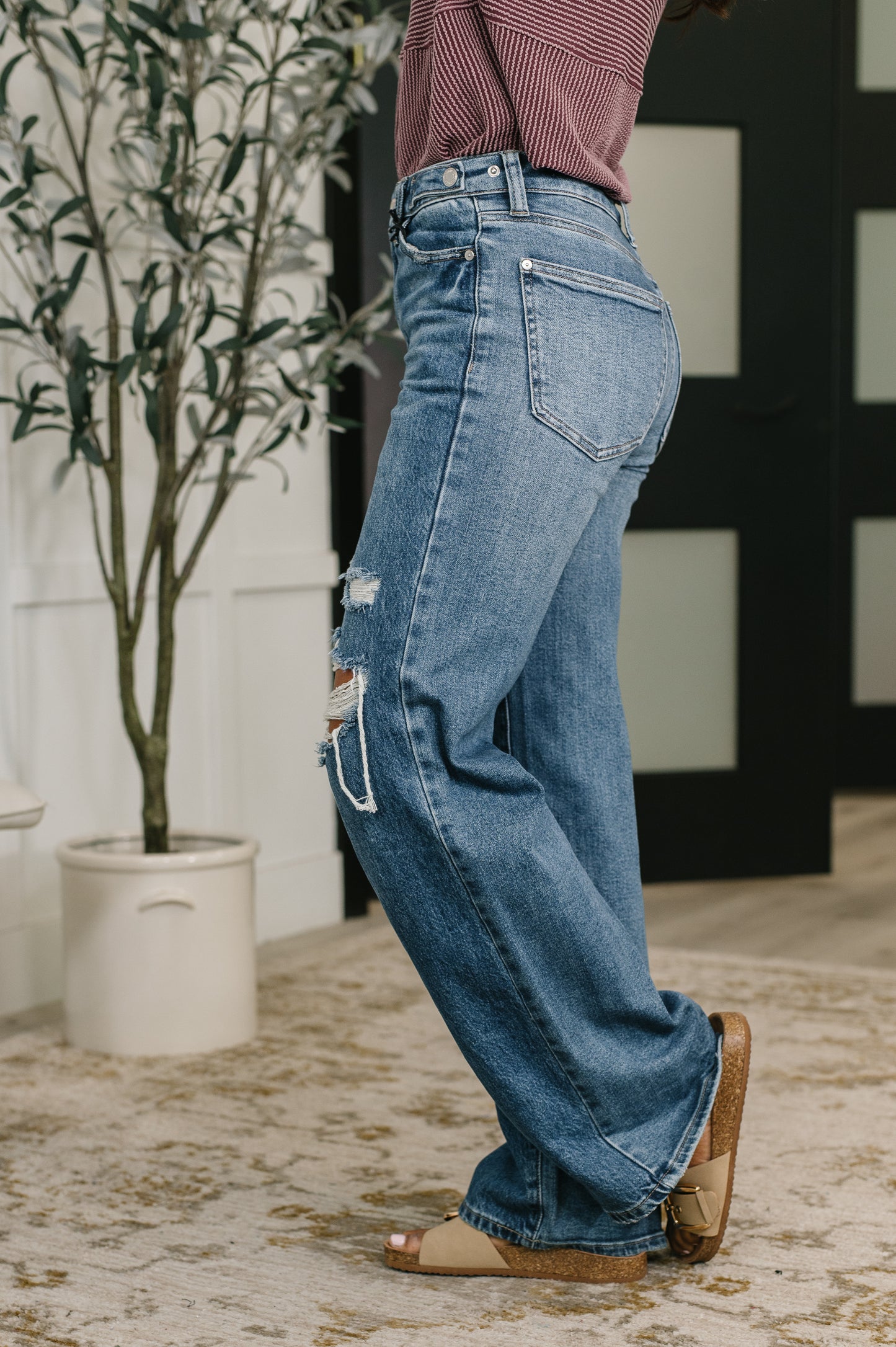 Roseanne High Waist Wide/Straight Fit With Adjustable Tabs