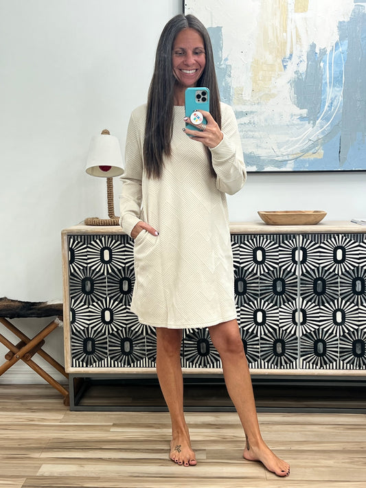 All of Fall Textured Long Sleeve Dress