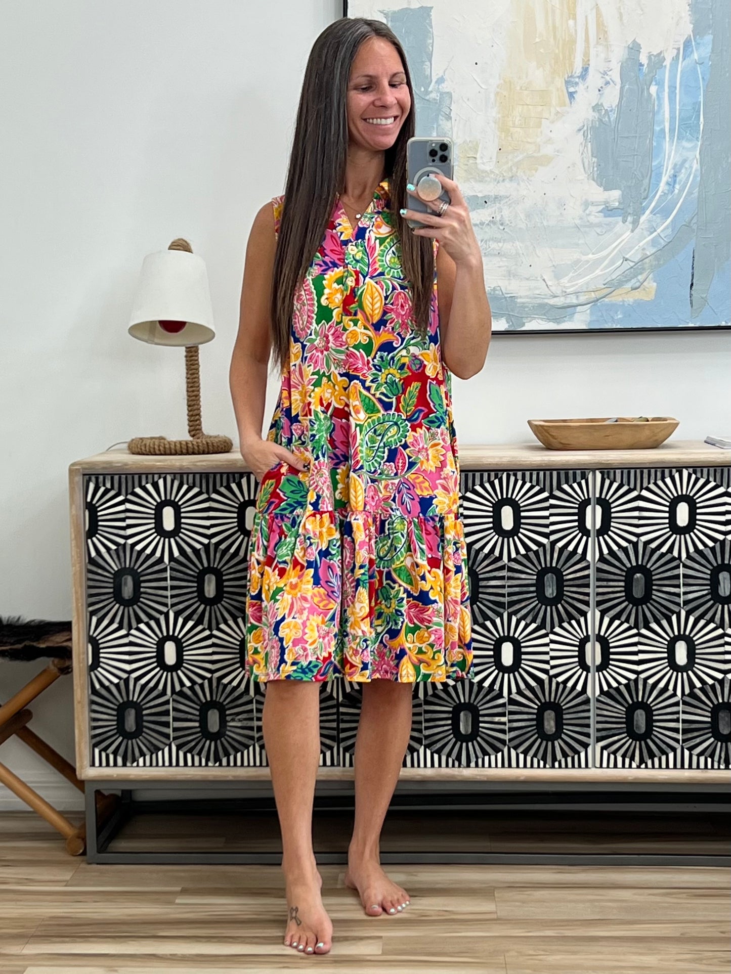 Coral Sands Collared Tank Dress in Floral Paisley