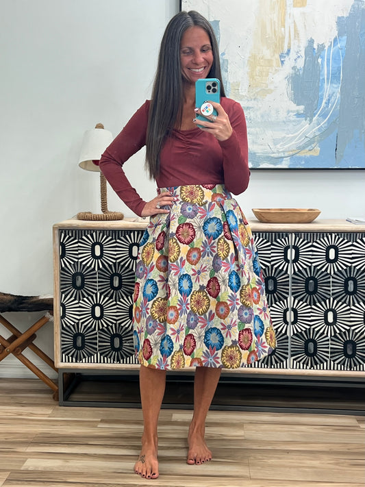 Sound Mind Floral Midi Skirt