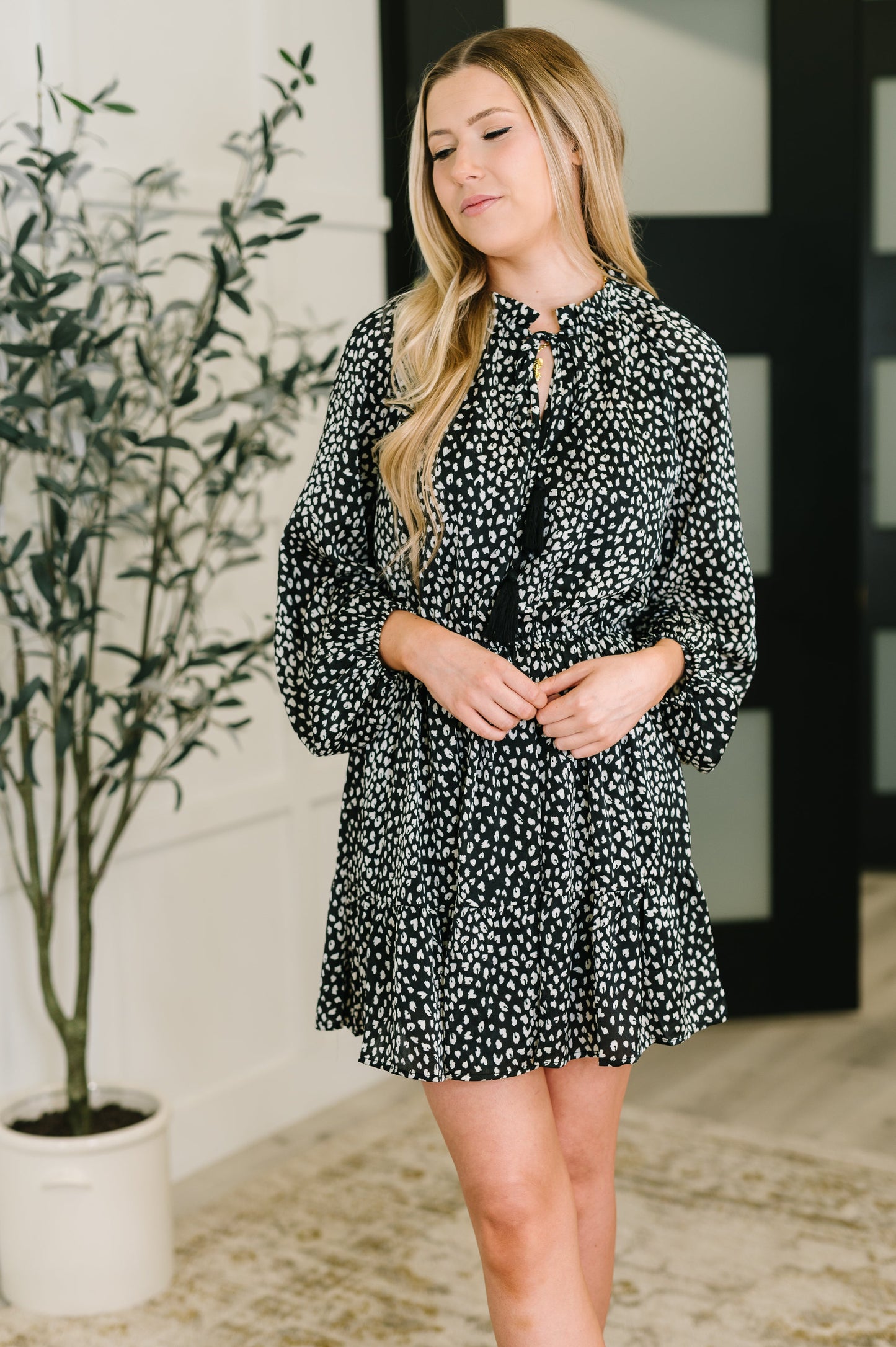 A Cheeky Little Time Tiered Romper Dress in Black