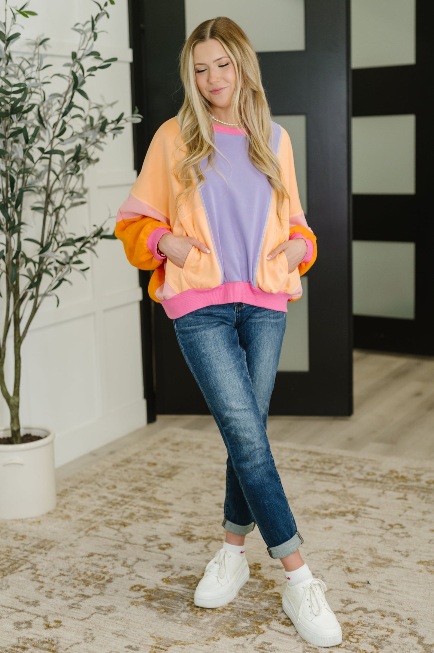 Blockbuster Color Block Pullover in Dusty