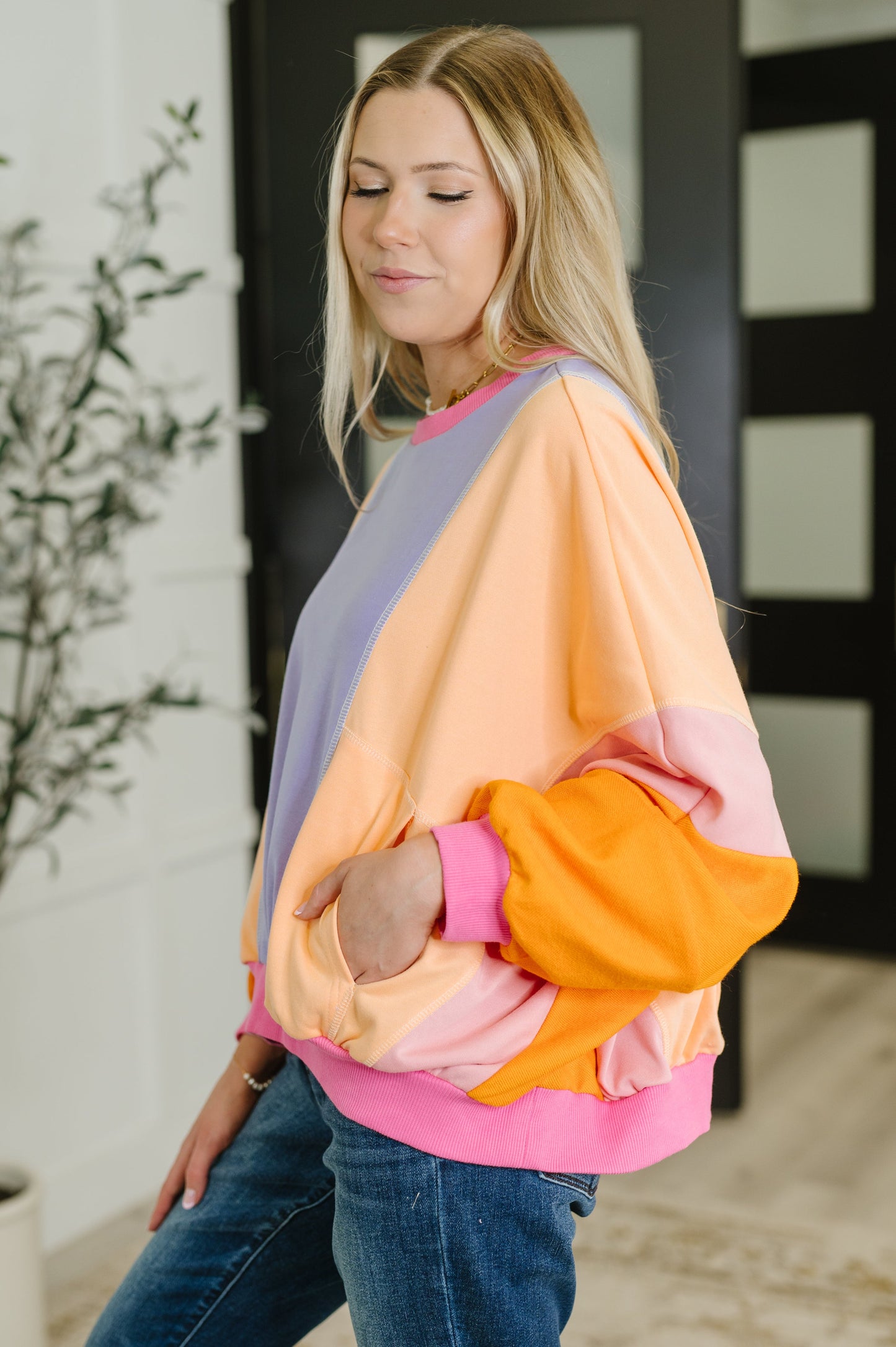 Blockbuster Color Block Pullover in Dusty