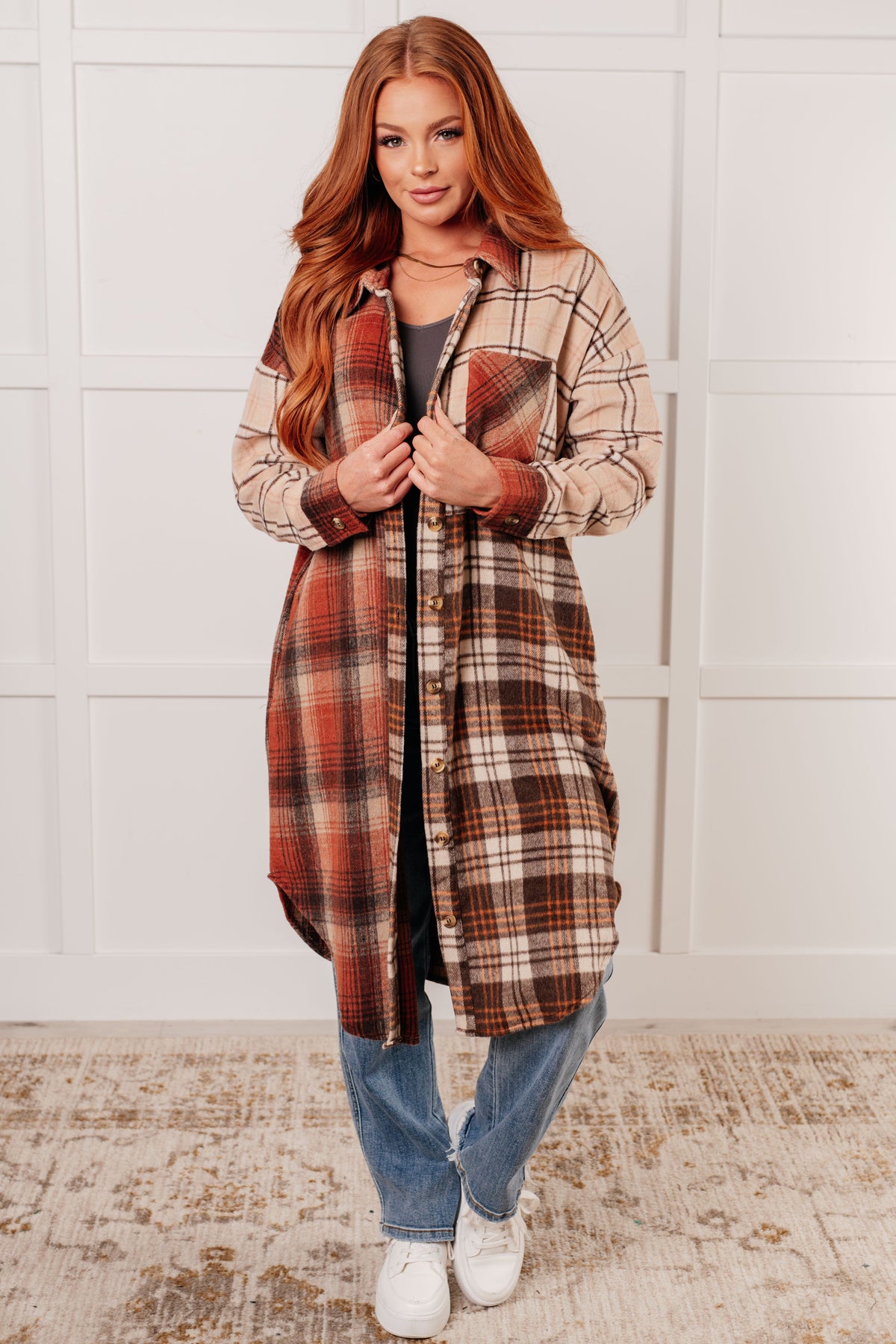 Cabin Fever Flannel Plaid Oversized Dress/Shacket