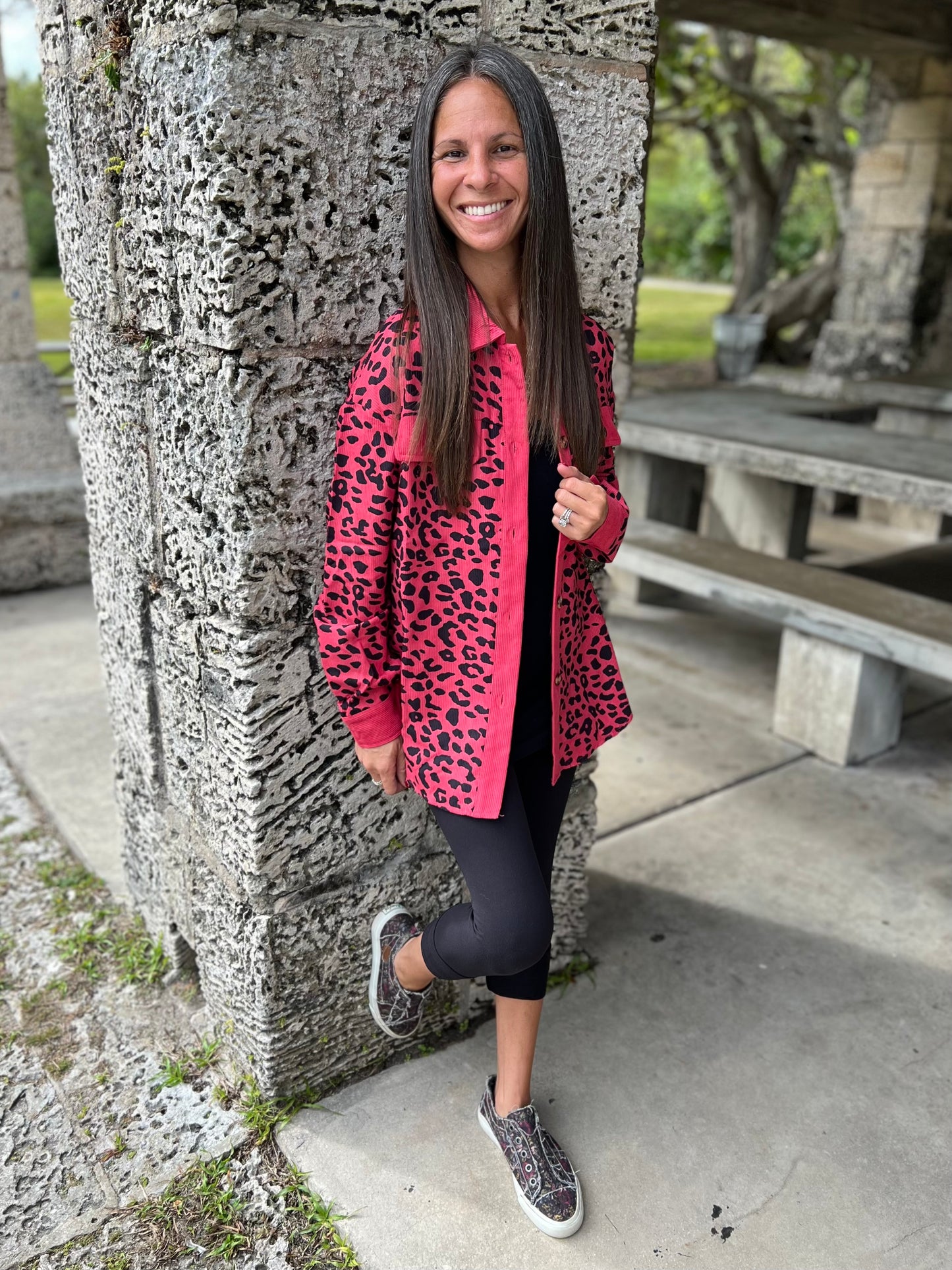 Leopard Print Button-Down Jacket