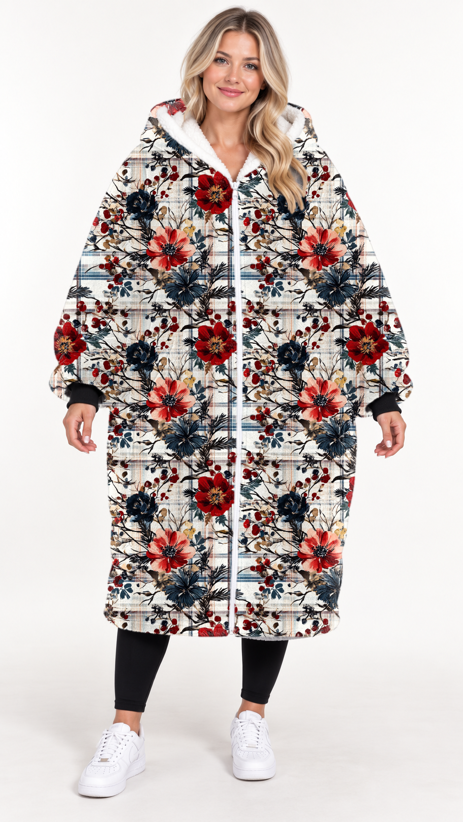 FLORAL PLAID-HOODIE BLANKET *Pre-Order*