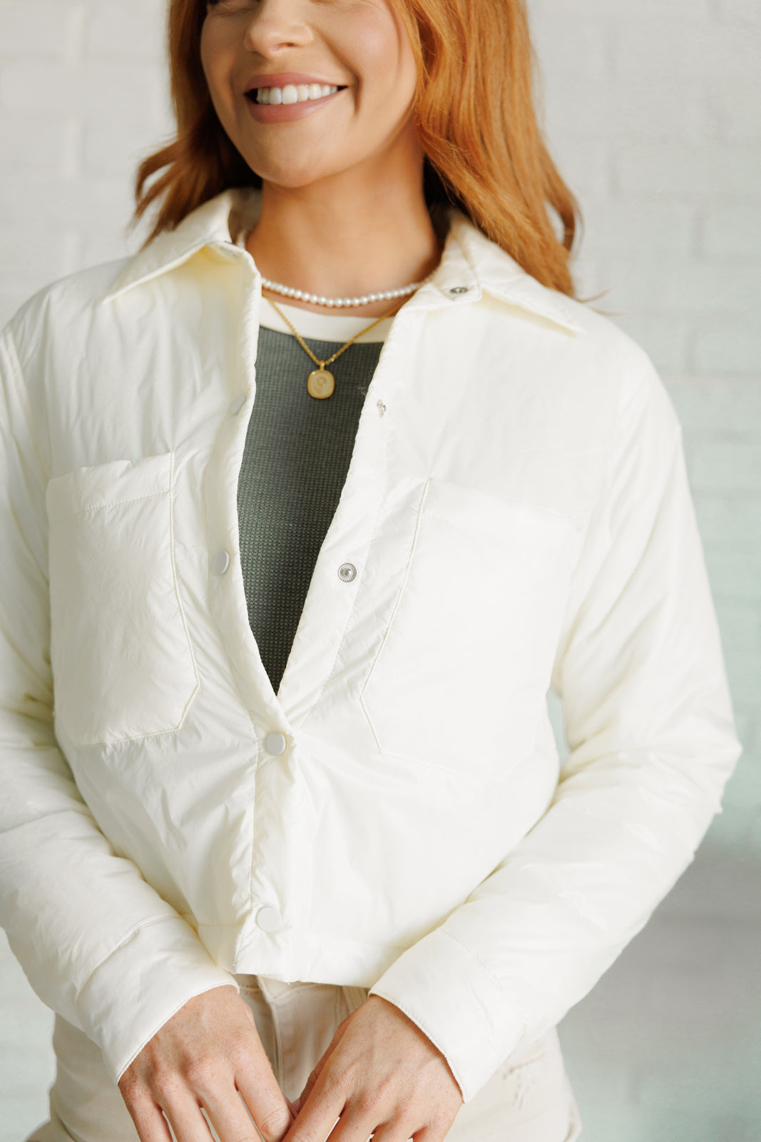 Hear Me Out Lightweight Puffer Jacket in Ivory