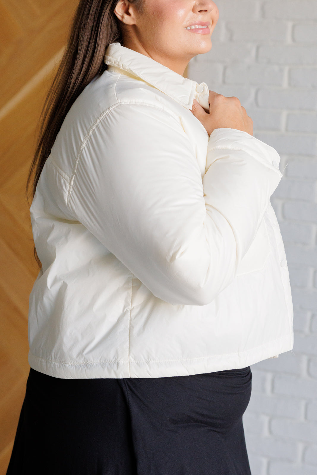 Hear Me Out Lightweight Puffer Jacket in Ivory