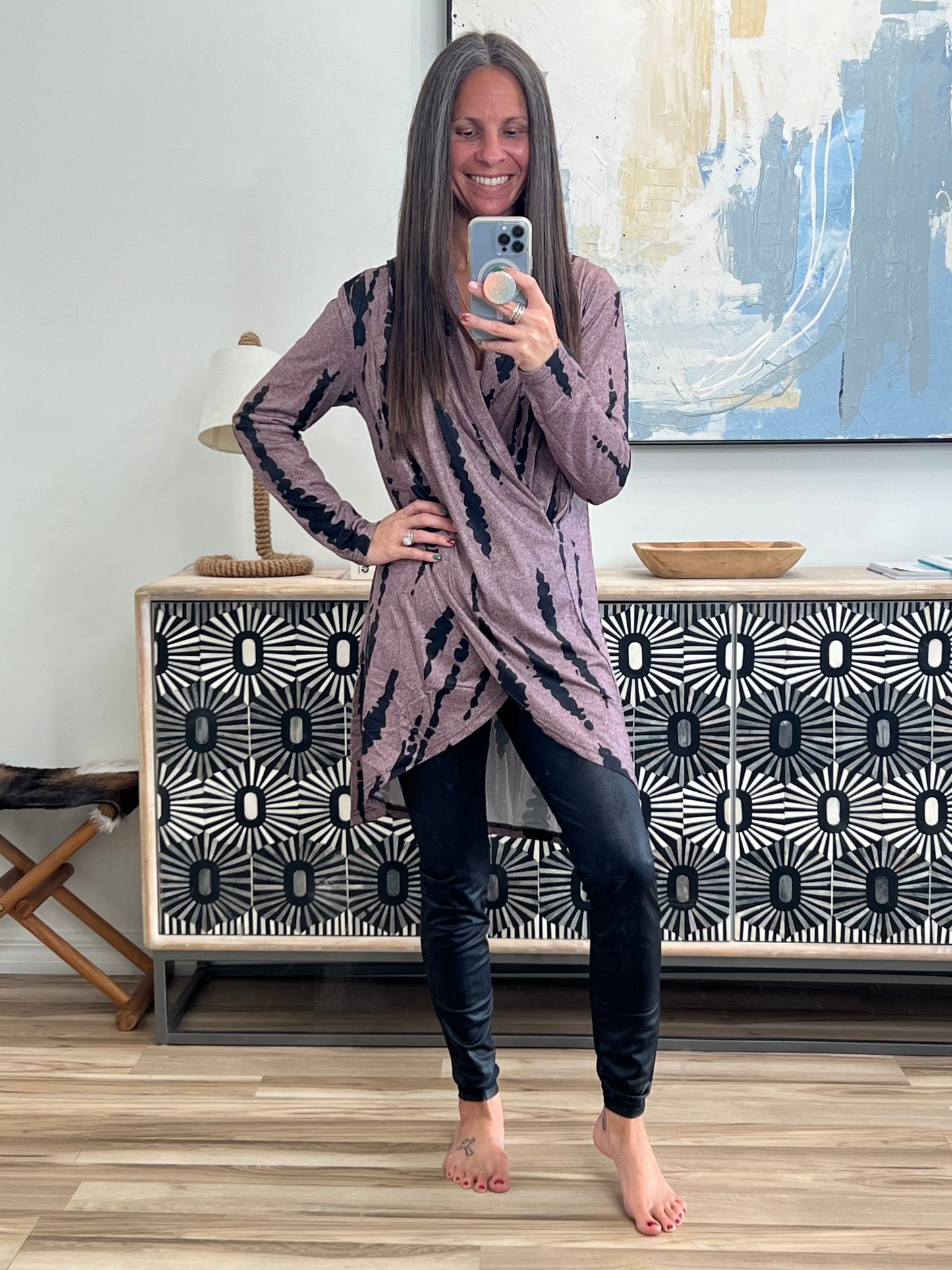 Contrast Long Sleeve Longline Top