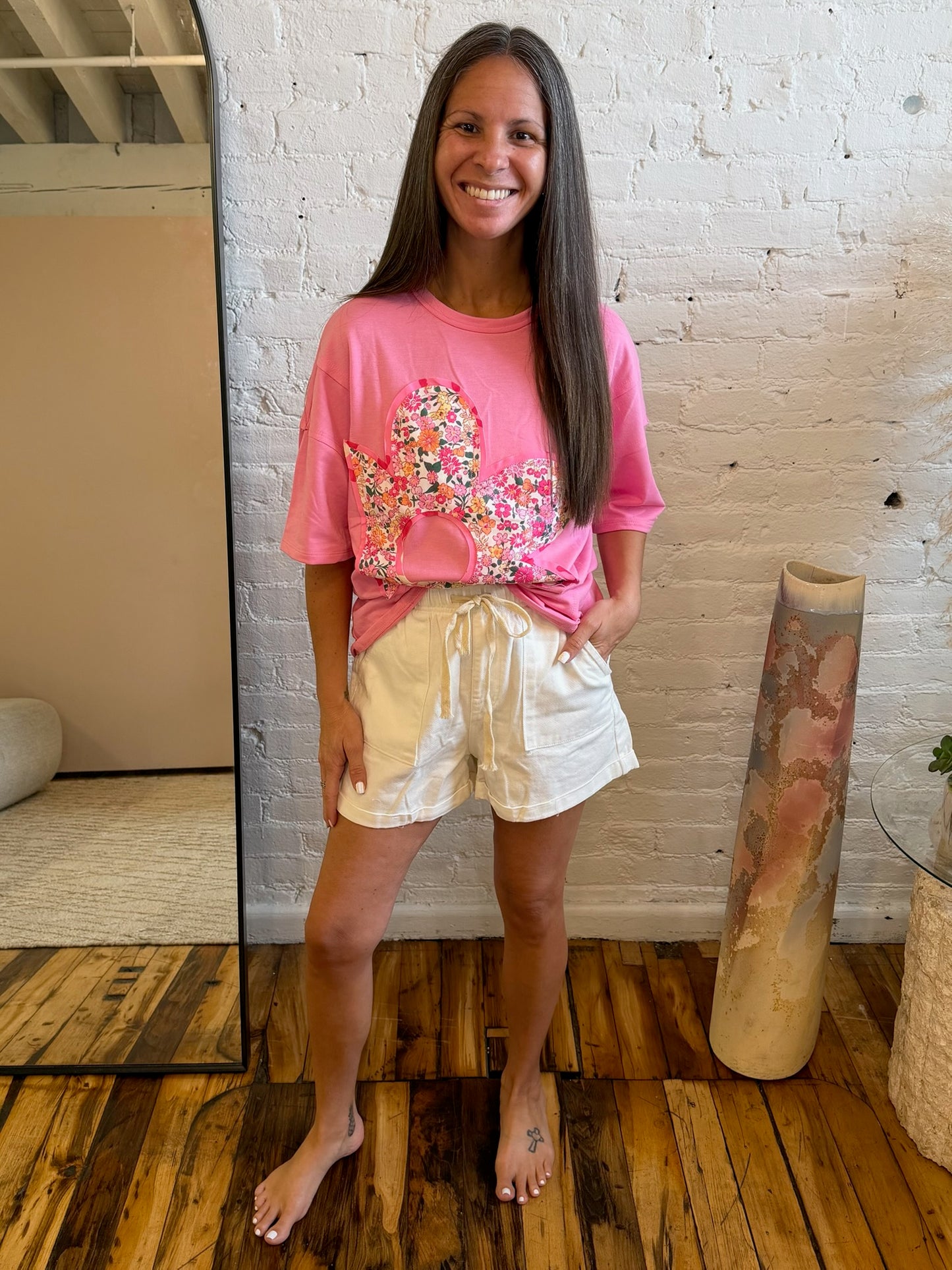Drawstring Wash Denim Shorts