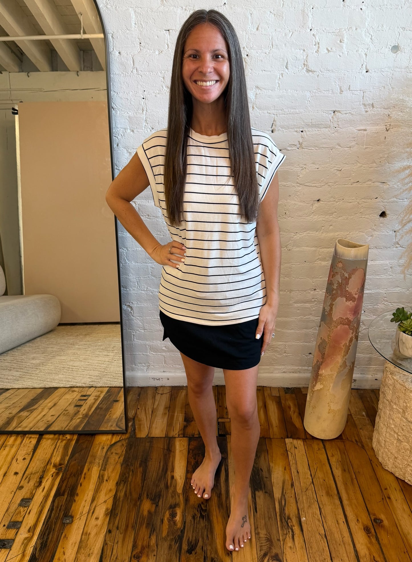 Everything In Between Striped Cap Sleeve Tee