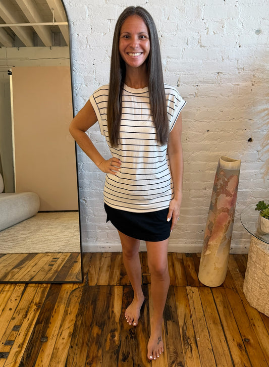 Everything In Between Striped Cap Sleeve Tee