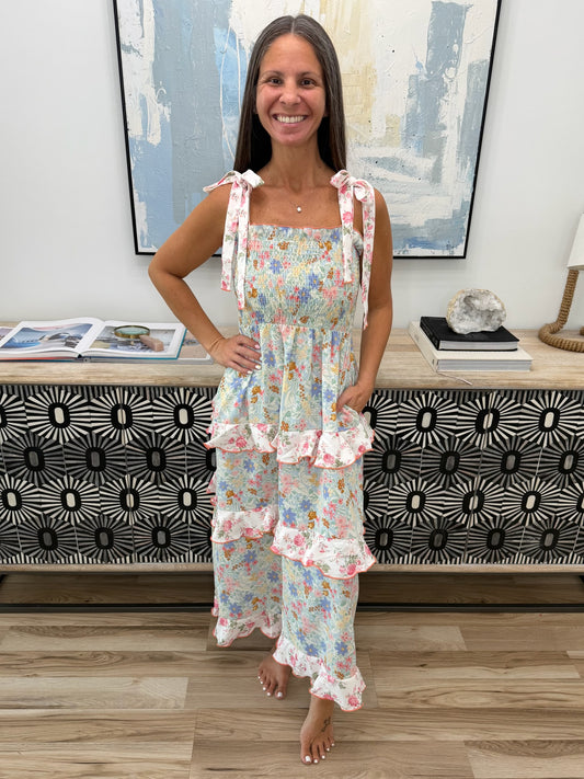 Elegant Edge Tiered Maxi Dress in Sage