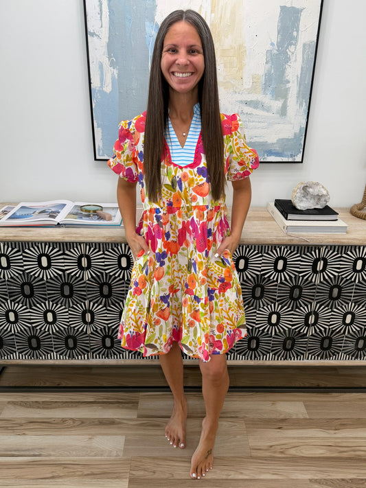 Floral Print Tiered Mini Dress
