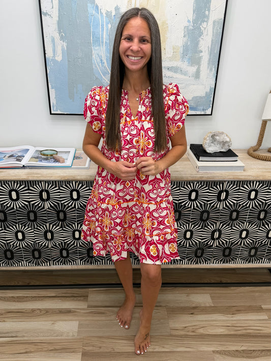 Don't You Go Away Balloon Sleeve Dress