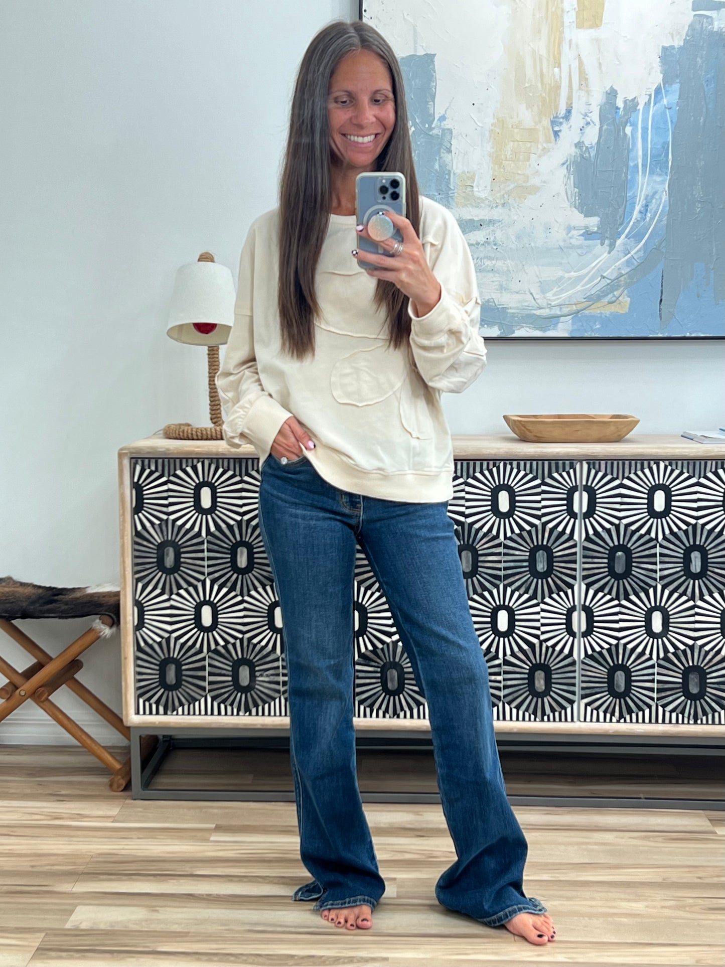 Casey Mid Rise Bootcut with Cell Phone Back Pocket & Slit