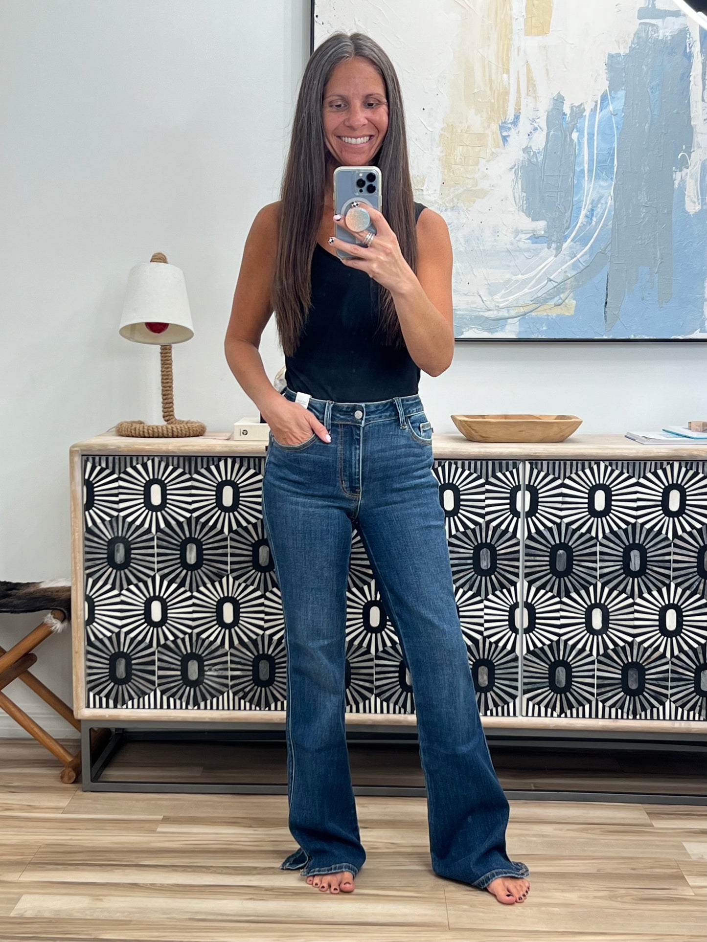 Casey Mid Rise Bootcut with Cell Phone Back Pocket & Slit