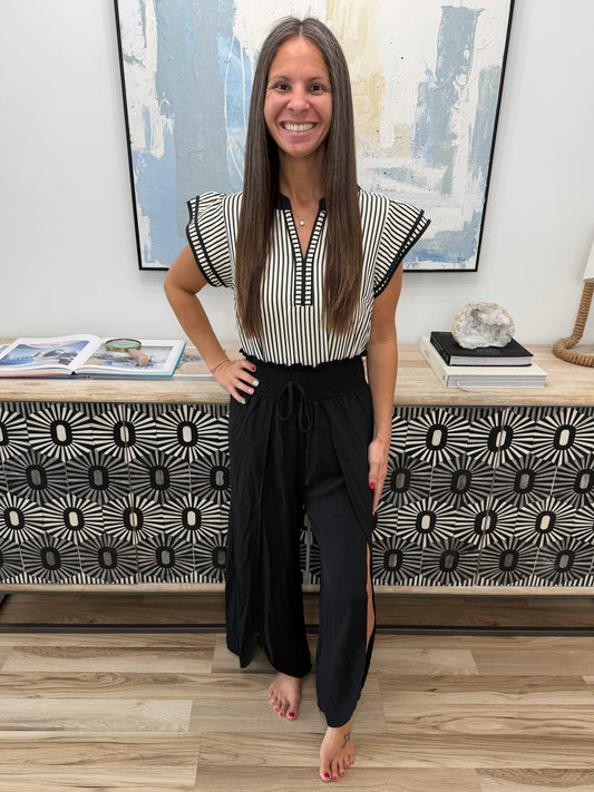 High-Waisted Side Slit Pants