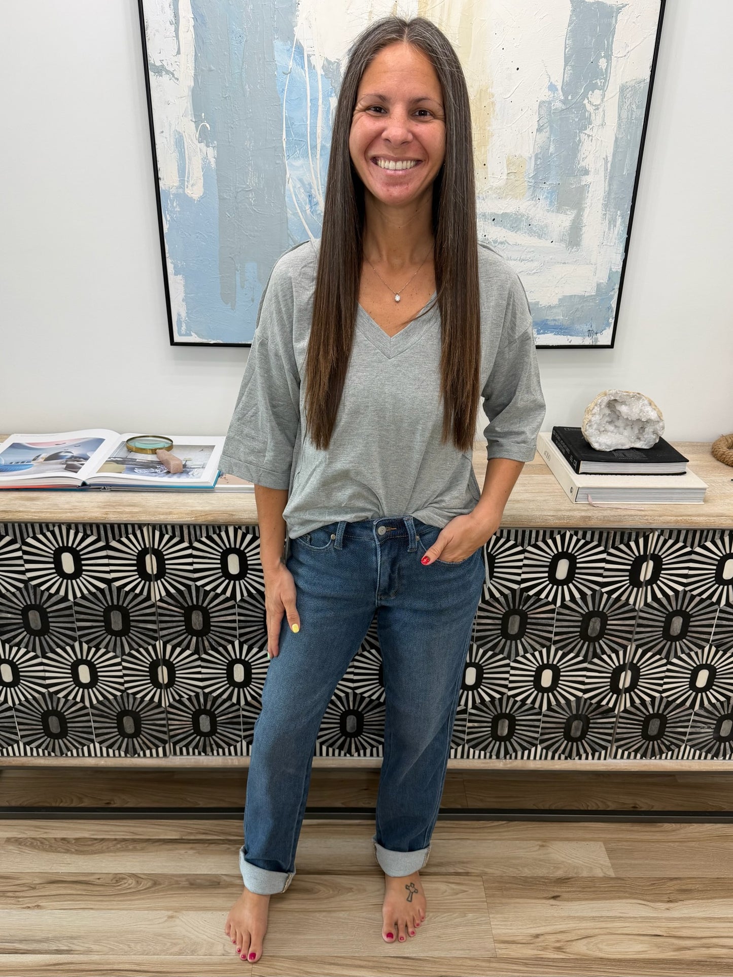 Shane Mid Rise Billie Boyfriend Jean in Dark Cozy Indigo