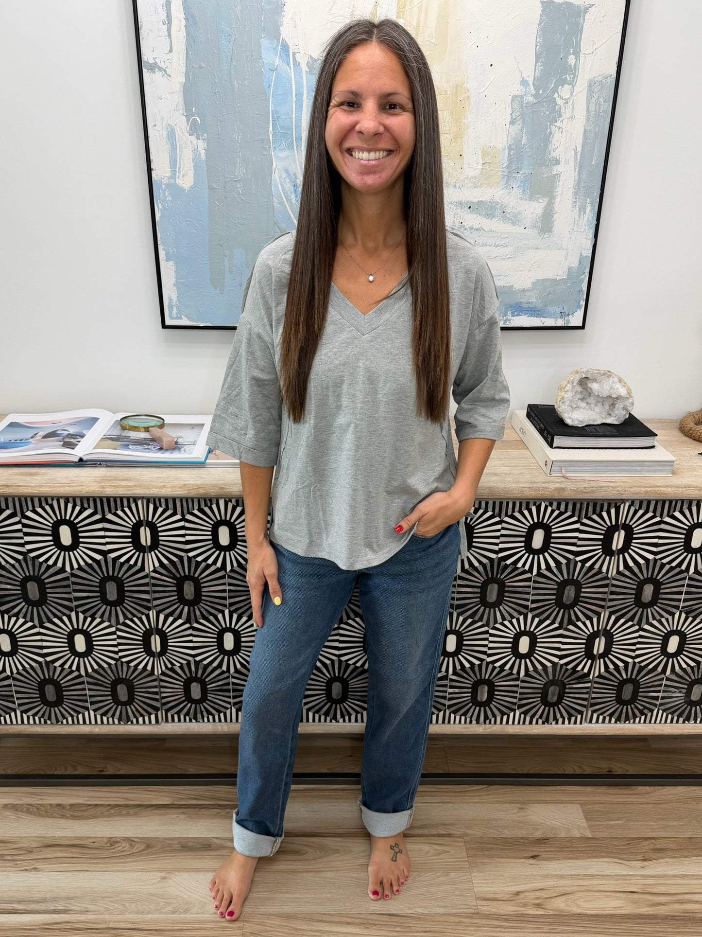 It's All You Oversized Tunic Top in Grey