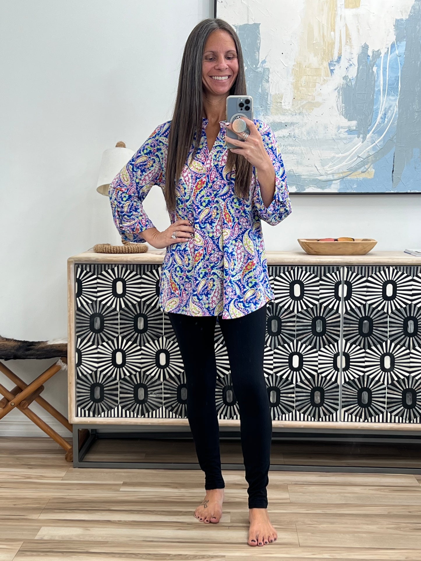 Lizzy Top in Aqua Paisley