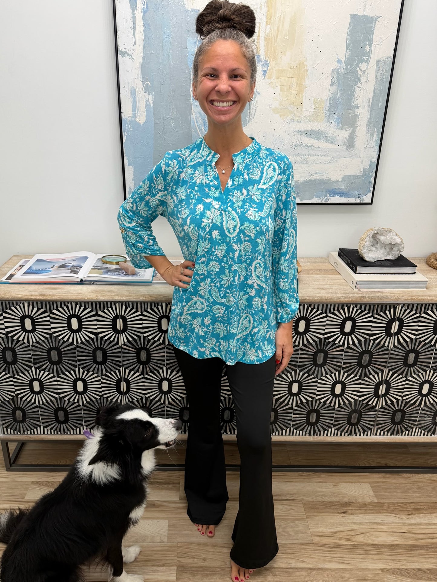 Lizzy Top in Aqua Paisley