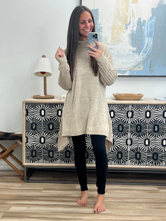 Turtleneck Dropped Shoulder Sweater