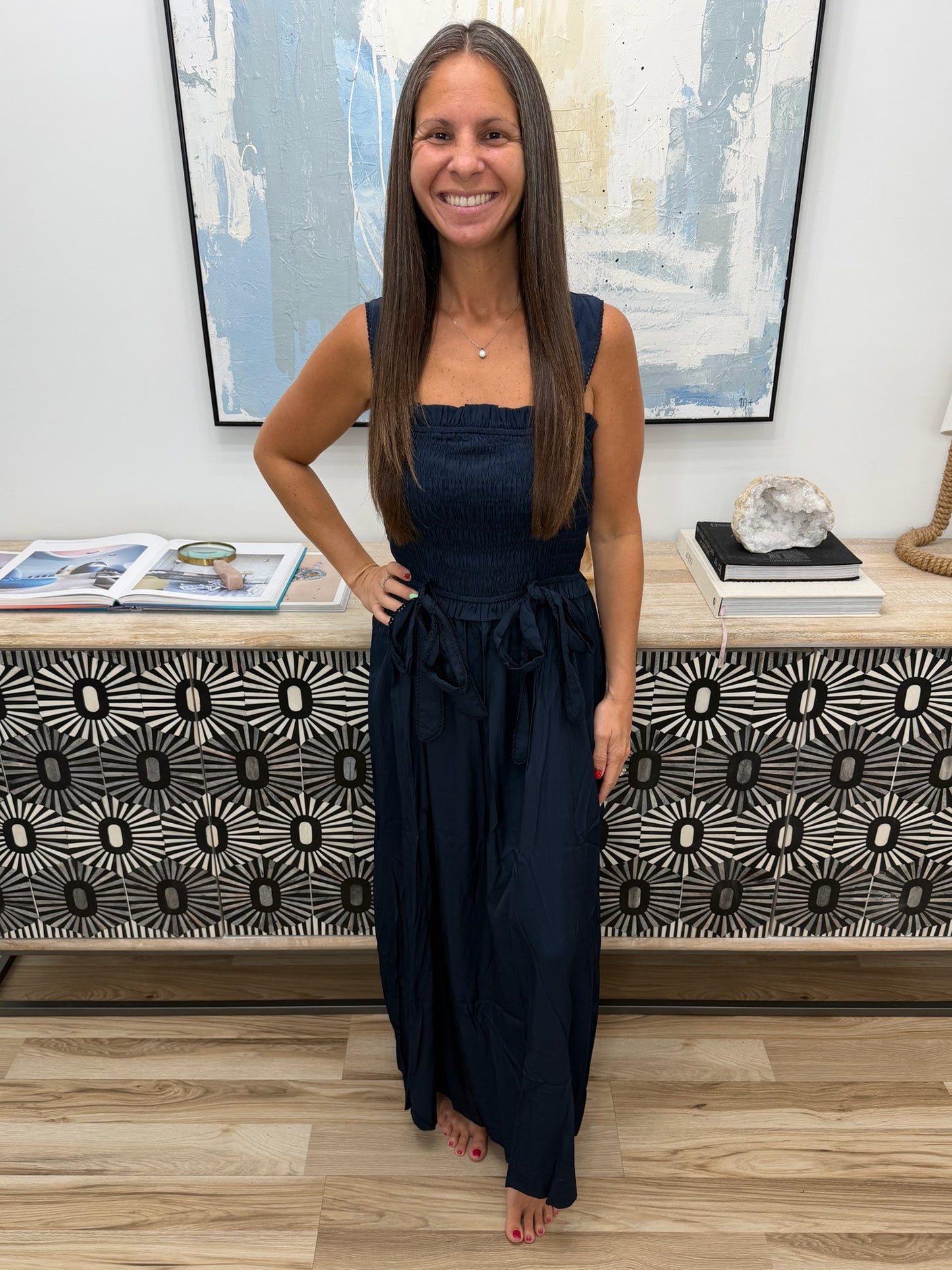 Hold Me Down Midi Dress in Navy
