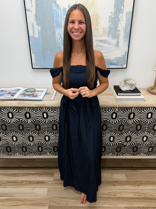 Hold Me Down Midi Dress in Navy