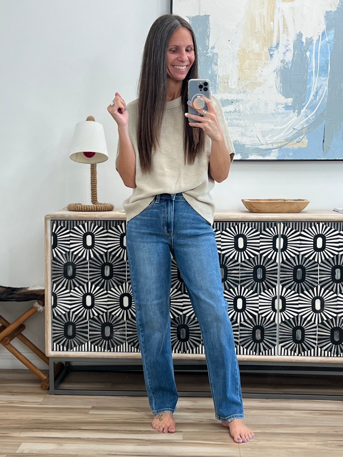 Relaxing Away Dolman Sleeve Knit Top in Taupe