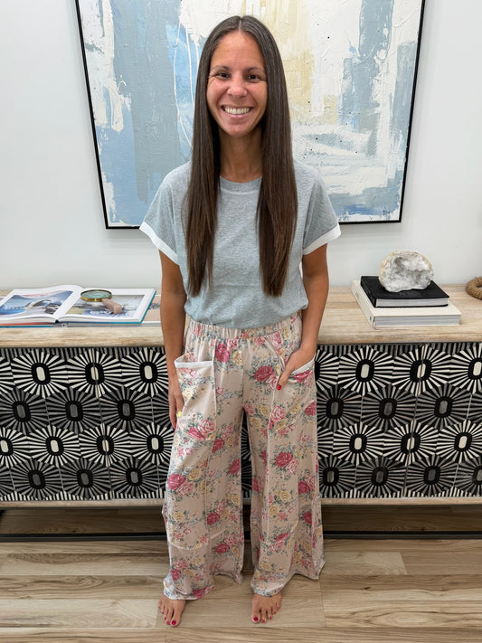 Follow the Flow Wide Leg Floral Bottoms