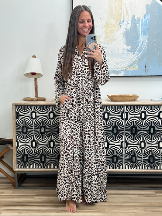 Fiercely Feminine Leopard Print Maxi Dress
