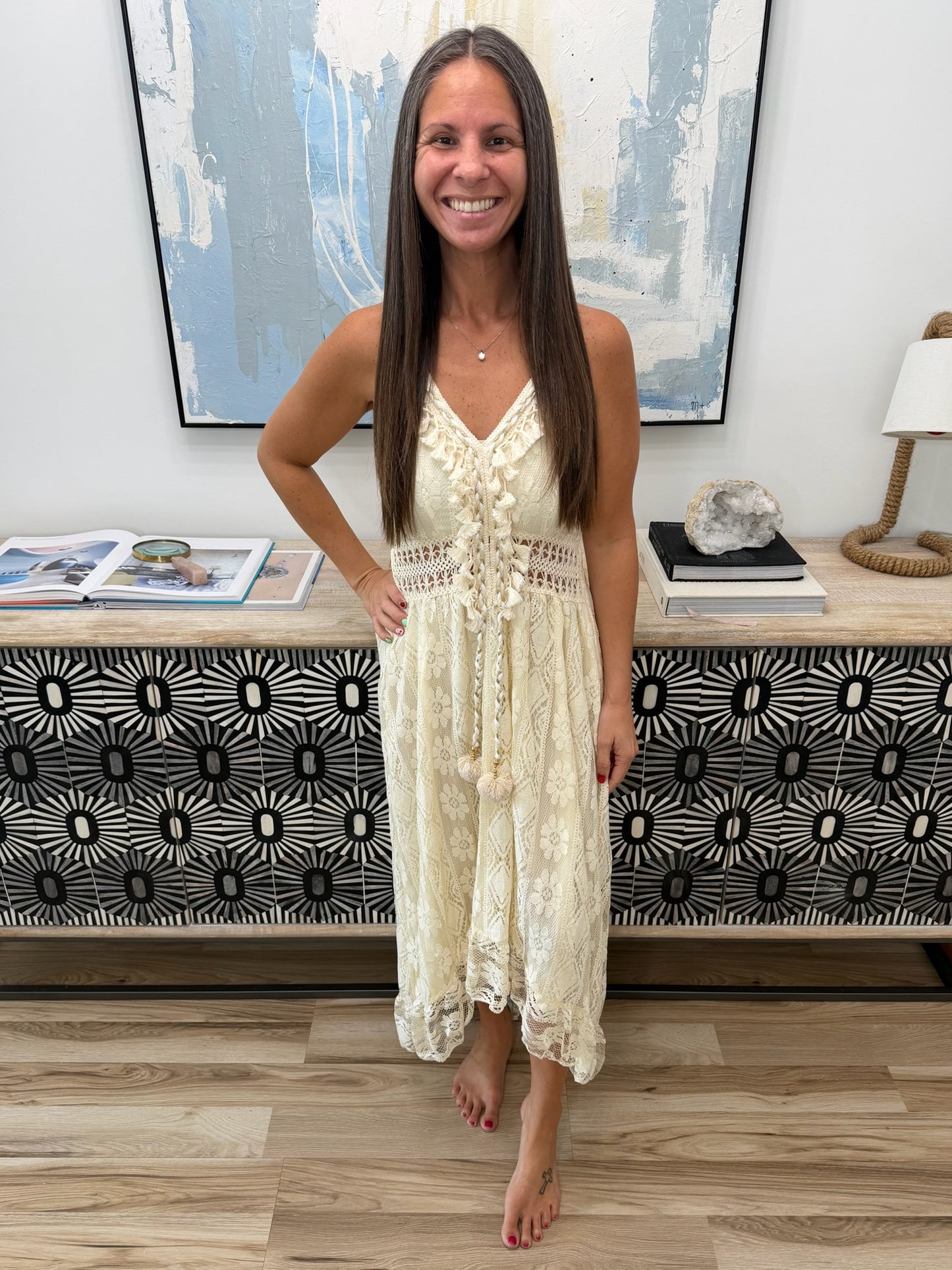 Full Size Ruffled Lace V-Neck Maxi Dress Plus Size