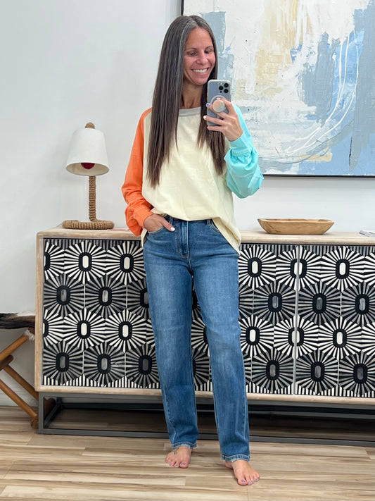 Color Me Confused Color Block Top