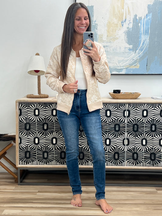 Floral Lightweight Zip Up Jacket