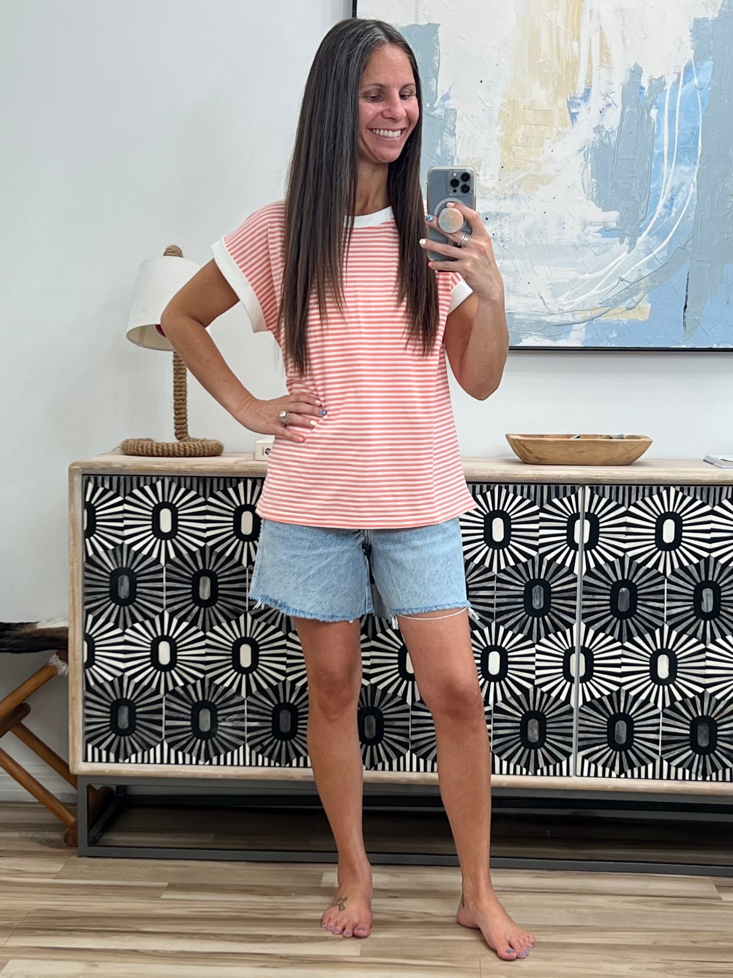 I Wouldn't Mind Short Sleeve Top in Coral