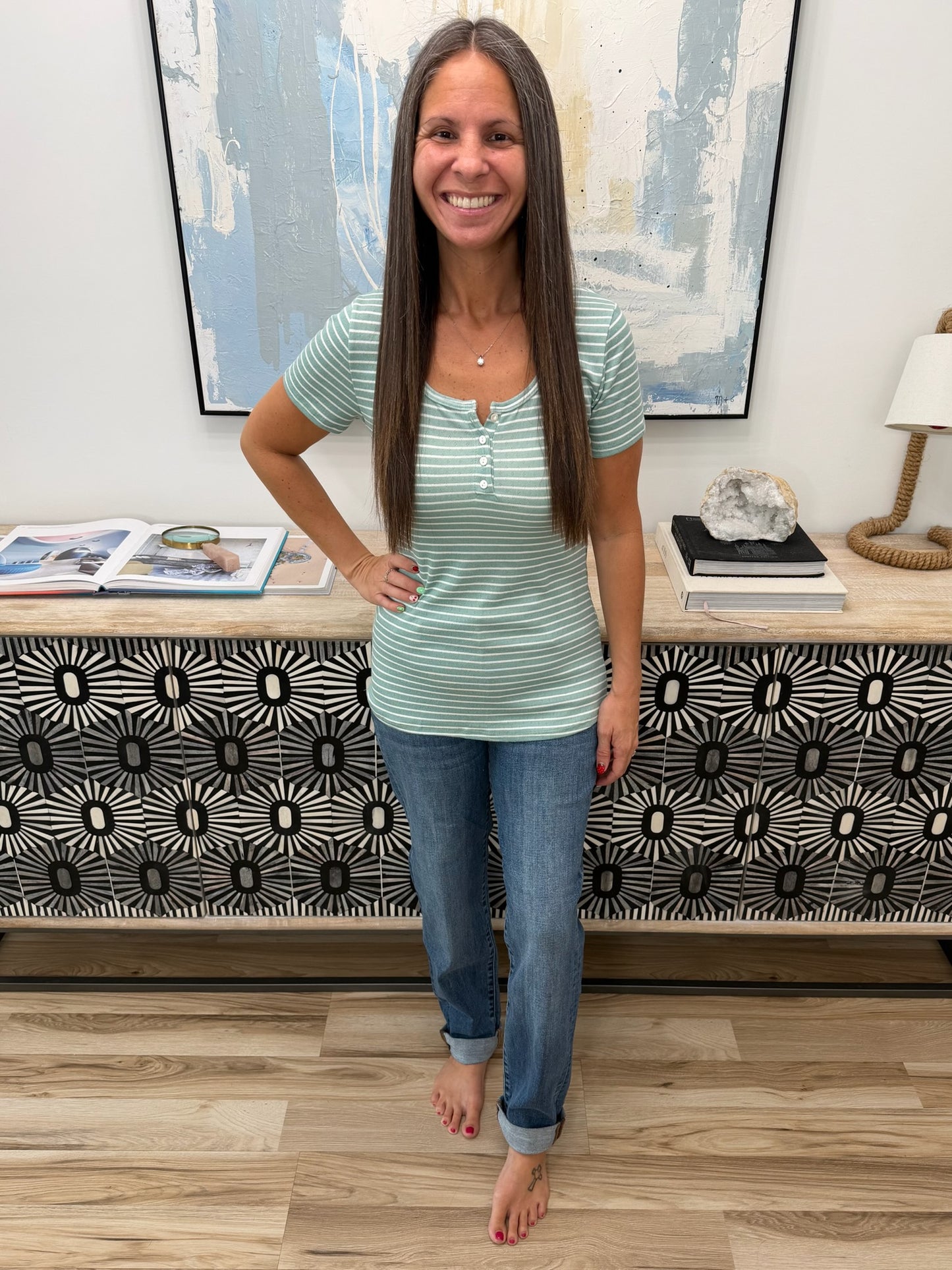 Simply Me Scoop Neck Henley Top