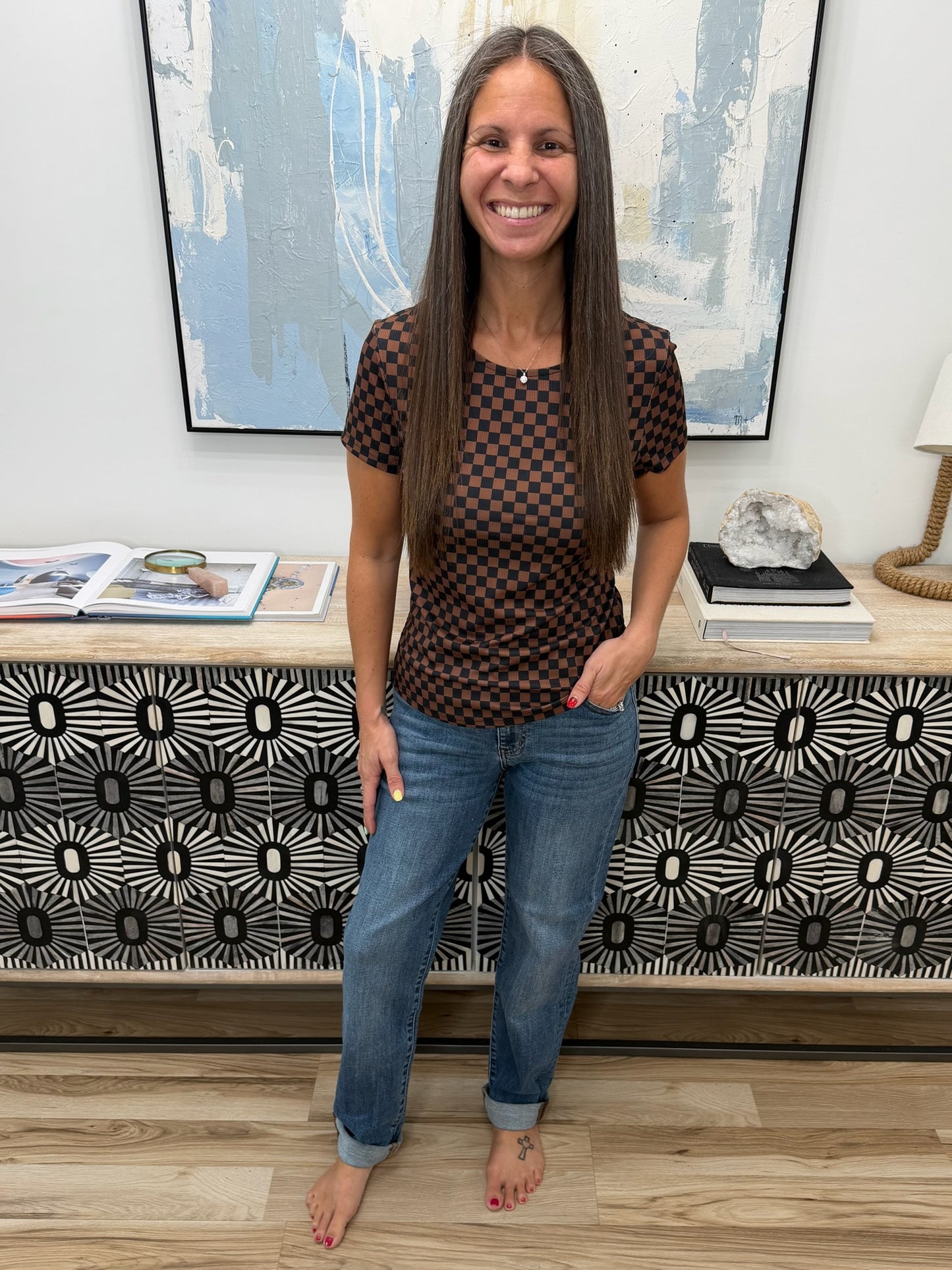 No One Else Checkered Casual Tee
