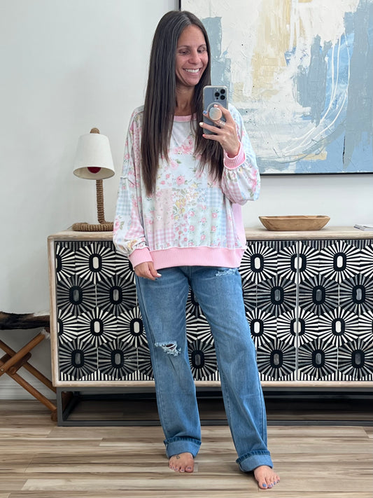 A Little Bias Printed Patchwork Top