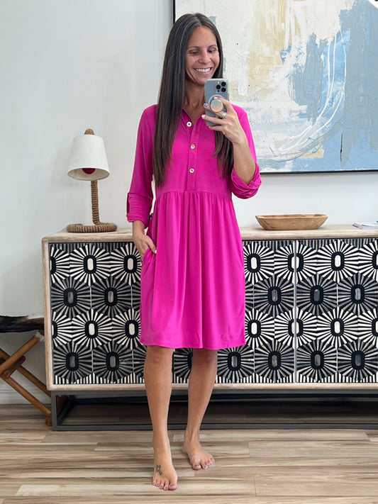 Inspire Collared Neck Dress in Runway Pink