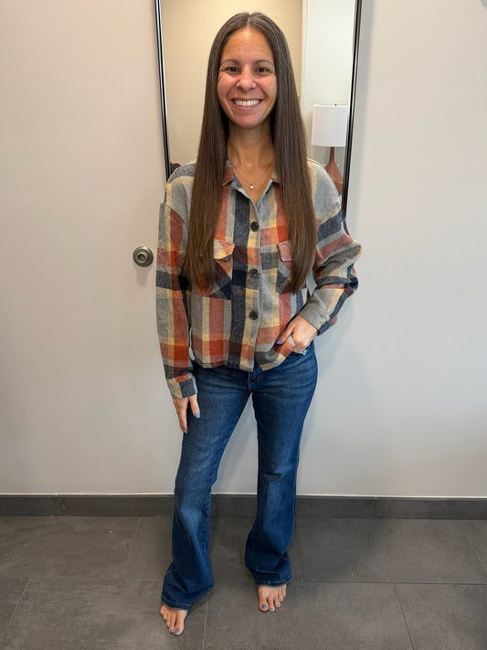 Plaid Button-Up Jacket
