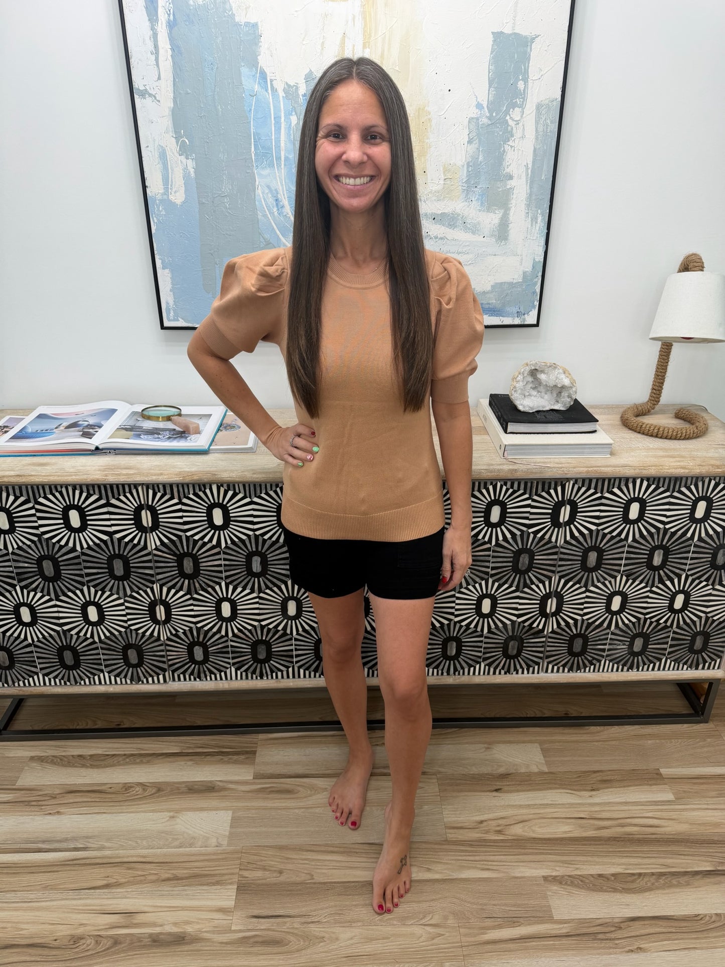 Casually Classy Puff Sleeve Blouse in Brush