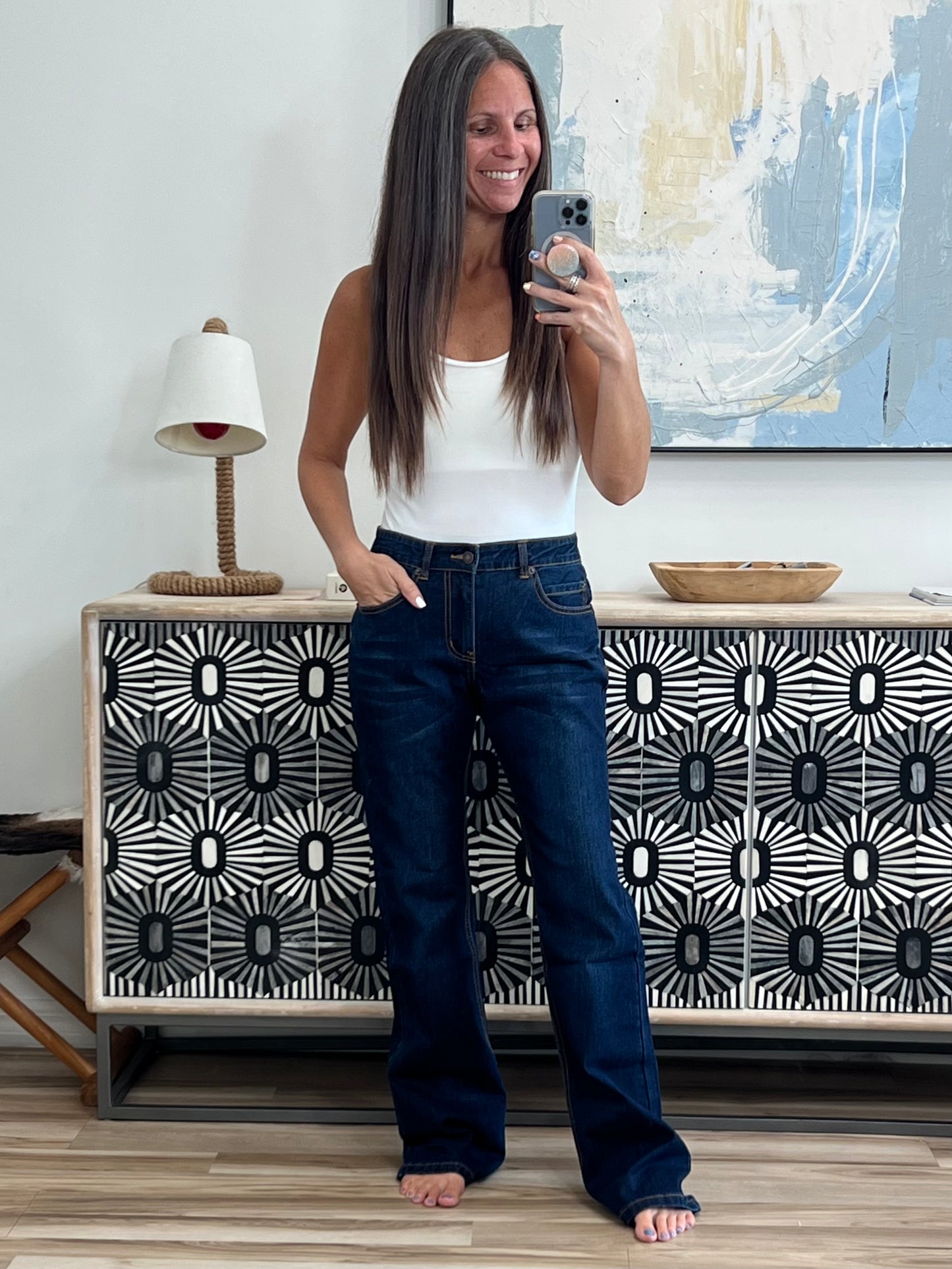Wash Flare Jeans with Pockets
