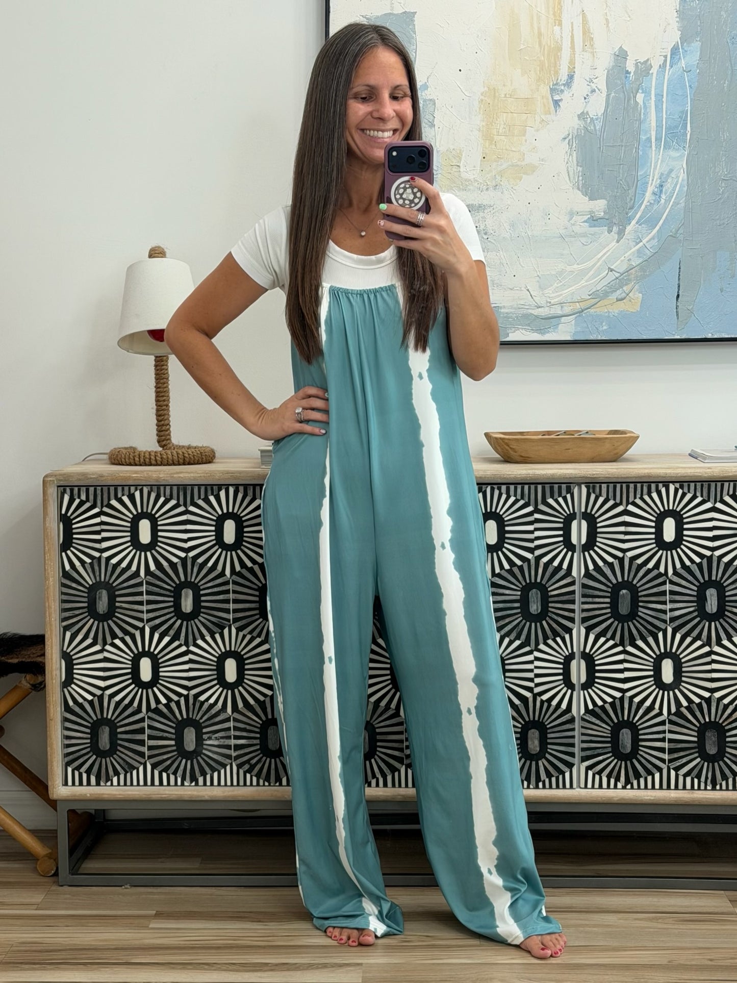 Full Size Tie-Dye Wide Leg Jumpsuit Plus Size