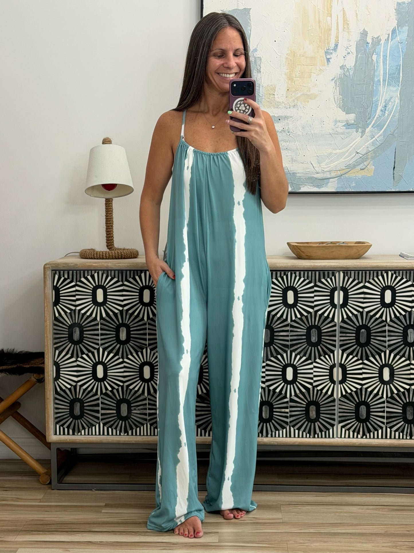 Full Size Tie-Dye Wide Leg Jumpsuit Plus Size
