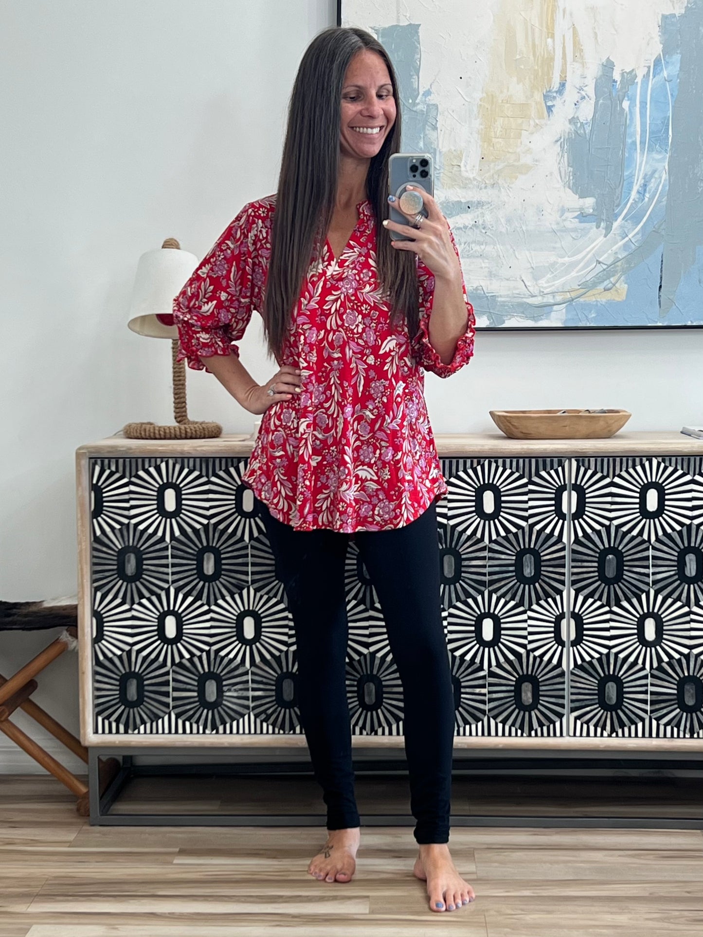 Lizzy Smock Top in Light Multi Painted