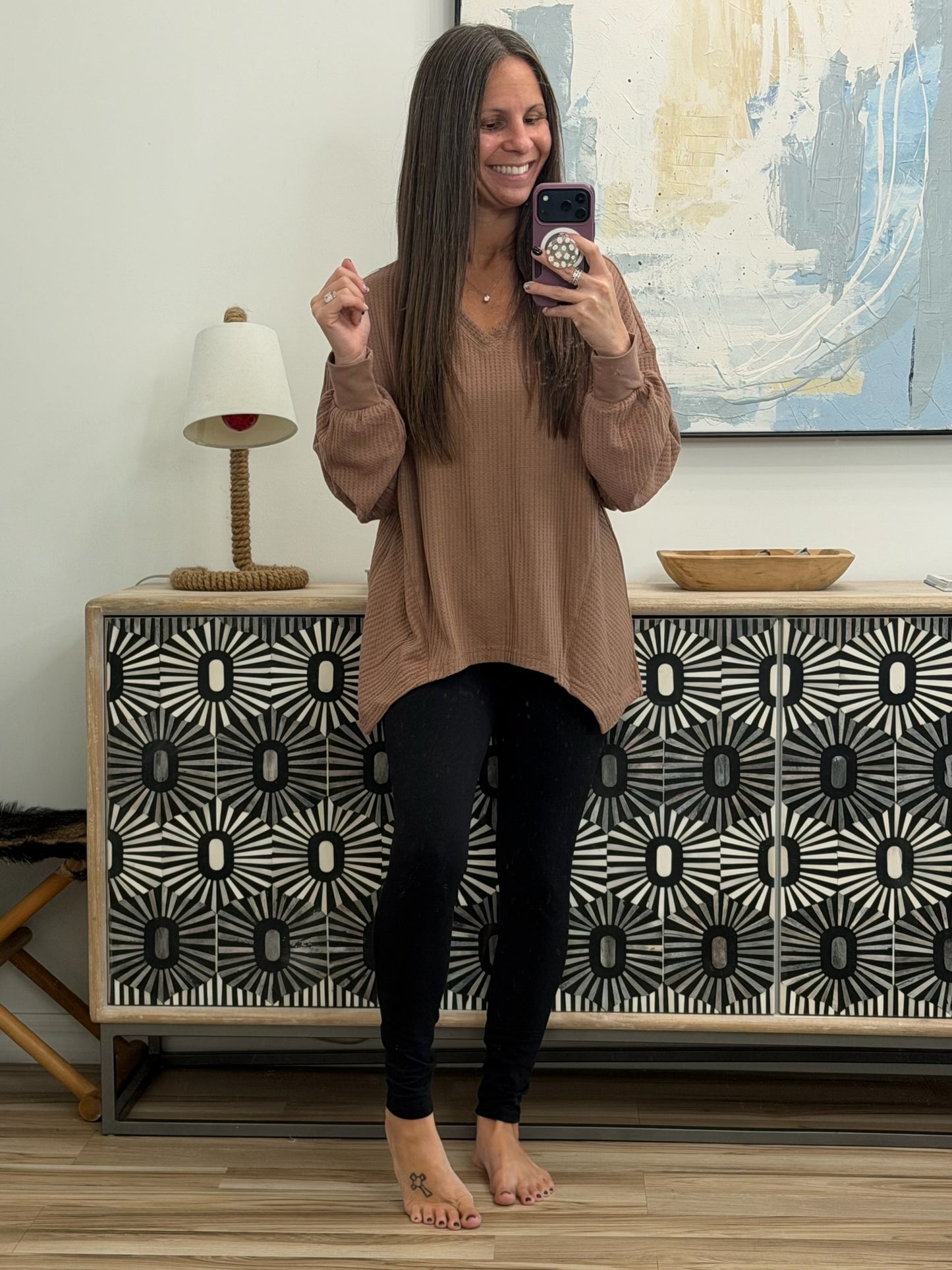Good Things Are Coming V-Neck Top in Coffee