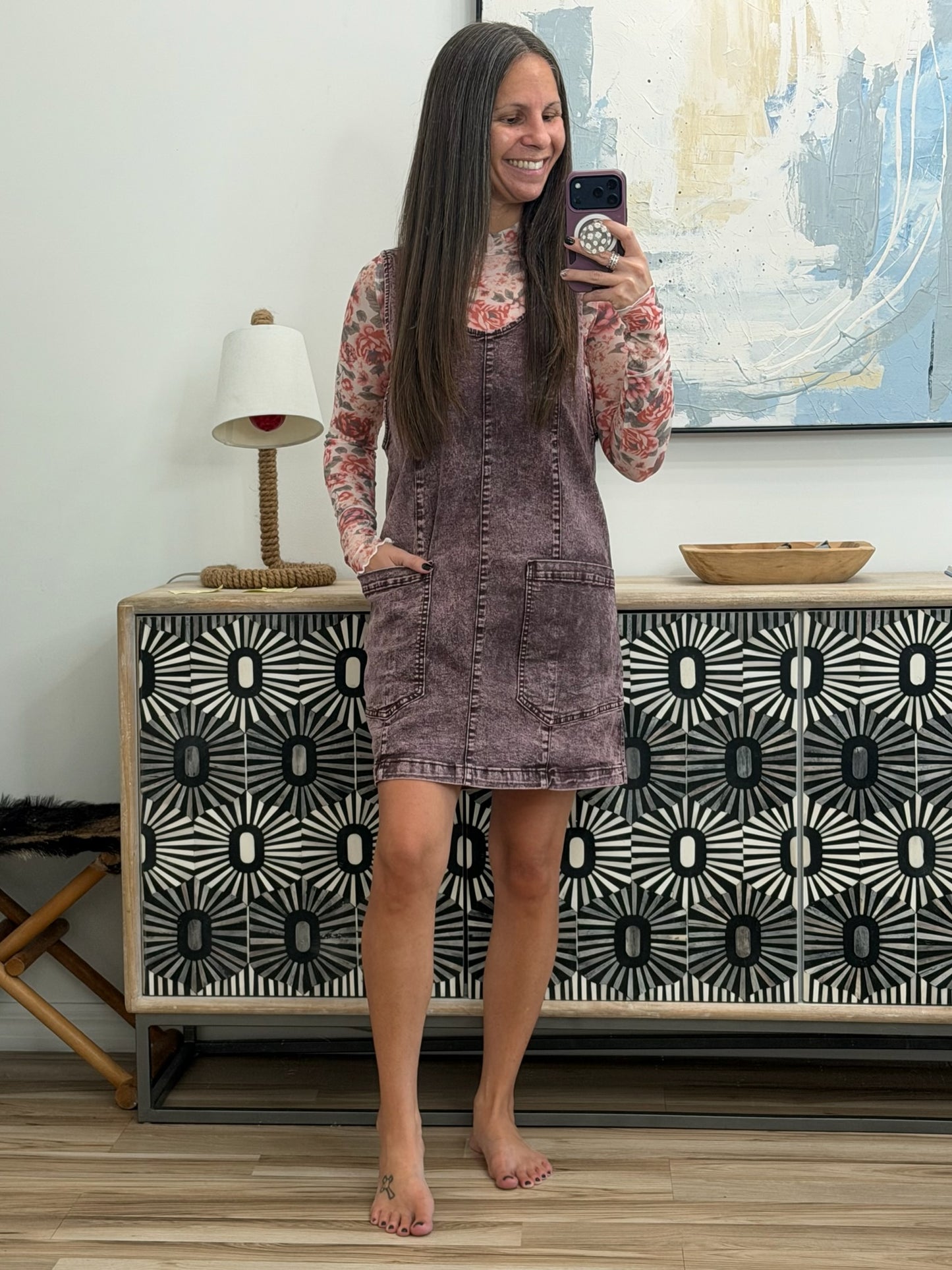 Vintage Wash Denim Overall Dress