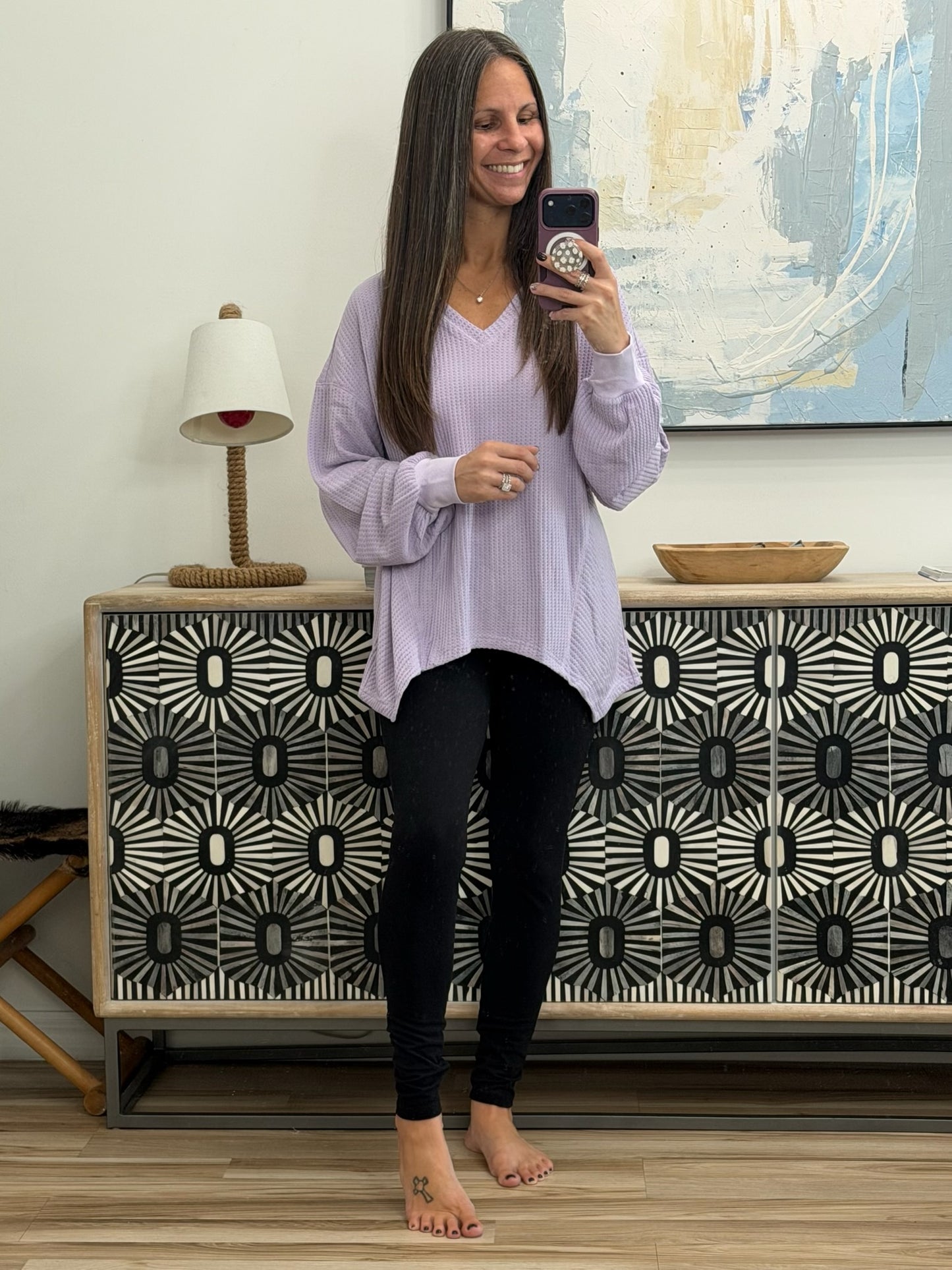 Good Things Are Coming V-Neck Top in Lavender