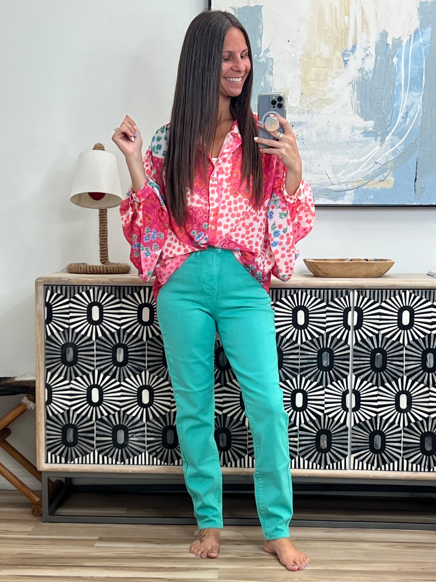 No Hesitation Mixed Print Blouse